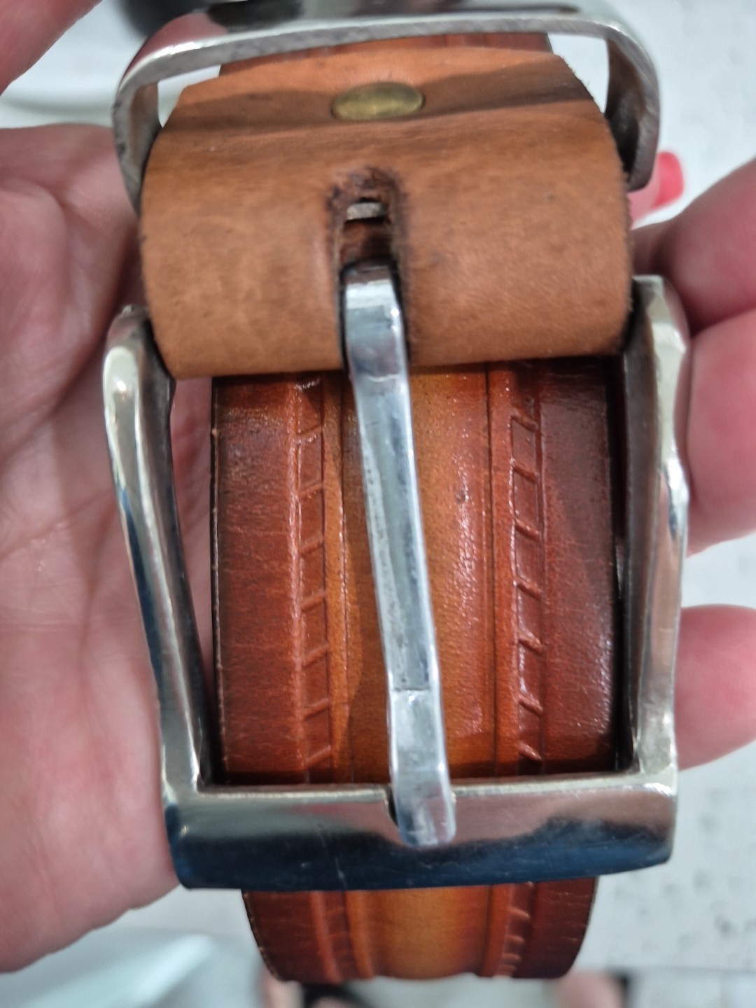 37 In Long Measured From Leather Start to finish Leather Belt Unisex Sz. Large
