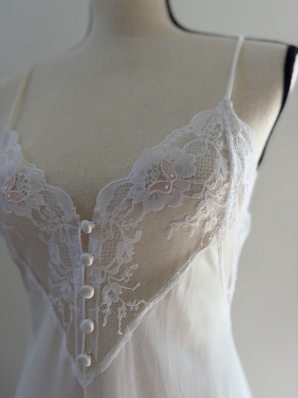 VTG 70s Barbizon White Lace Maxi Nightgown Slip S Fairy Whimsi Feminine Bridal