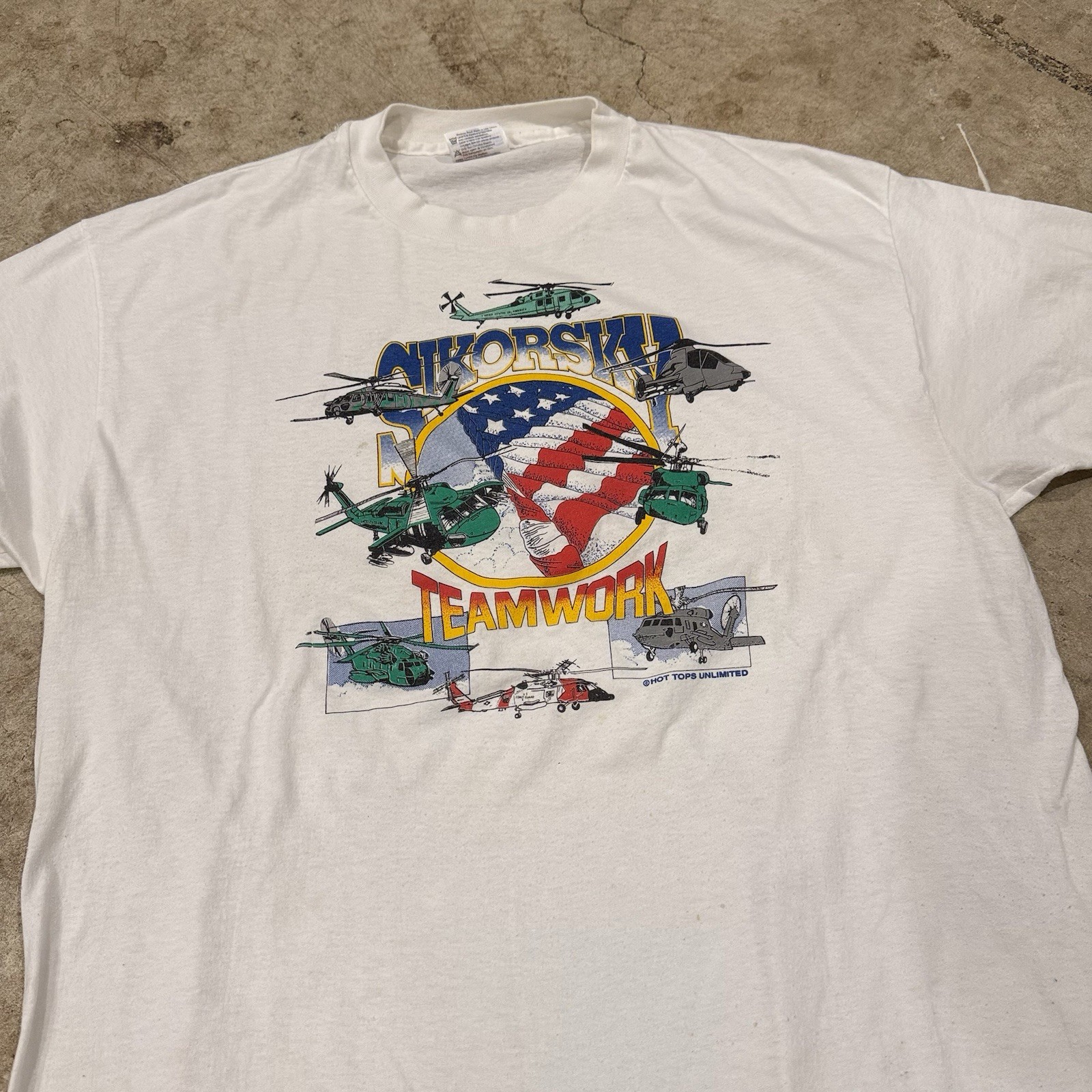 Vtg Sikorsky Aircraft Mens XL TShirt Helicopters Black Hawk Seahawk Tee