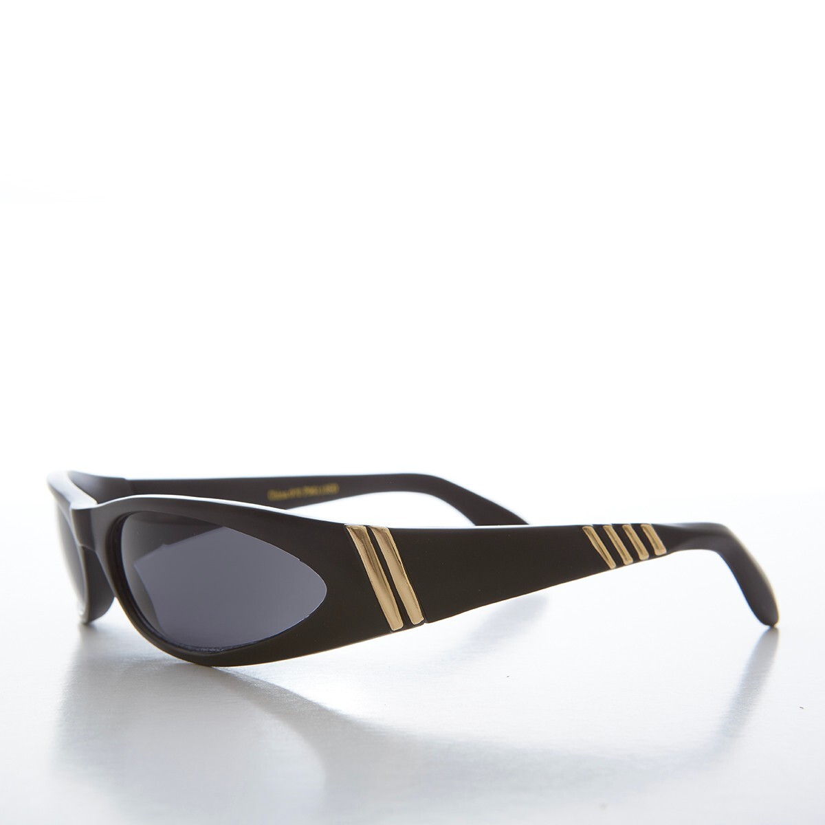 Matte Black Mod Wrap Around Vintage Sunglasses with Gray Lens – Brower