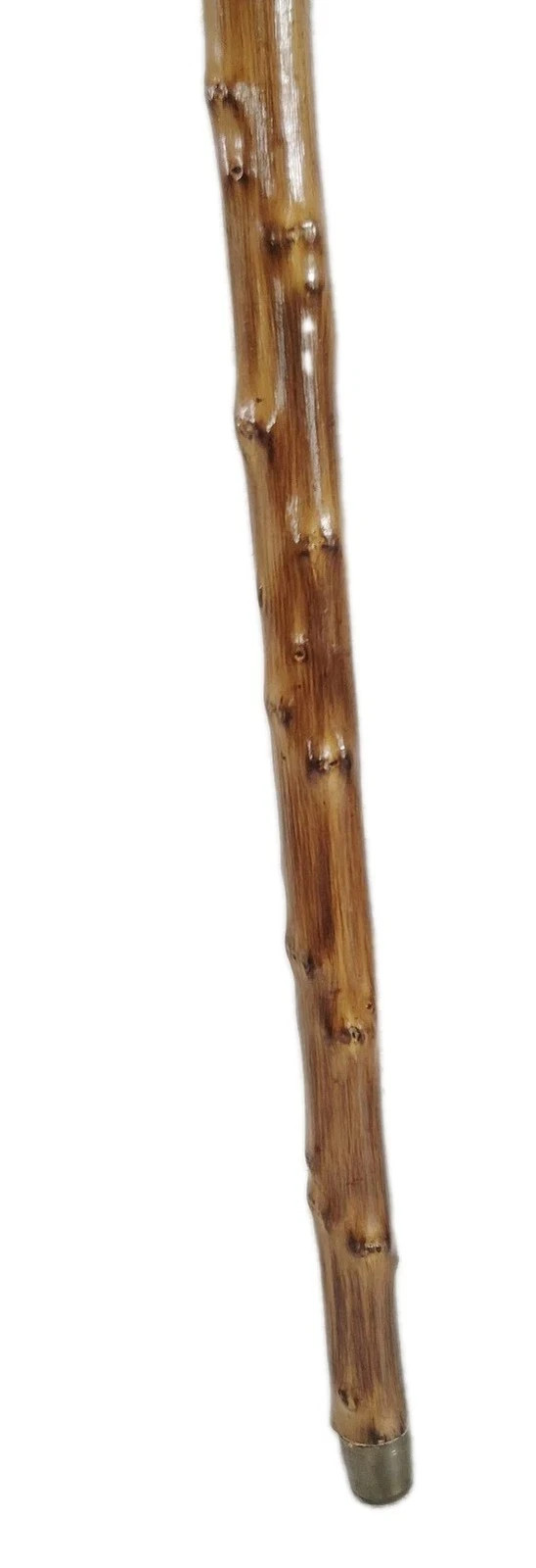 Vintage Walking Stick brass Cane 36.5″ H Brussel Sprout Tip Crook Handl.