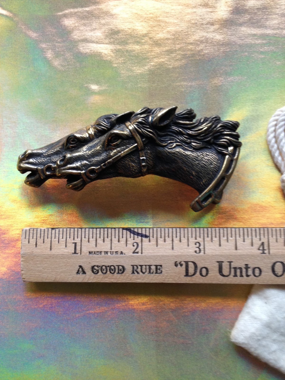 Wathne Buckle and leather bracelet Running Horse Head