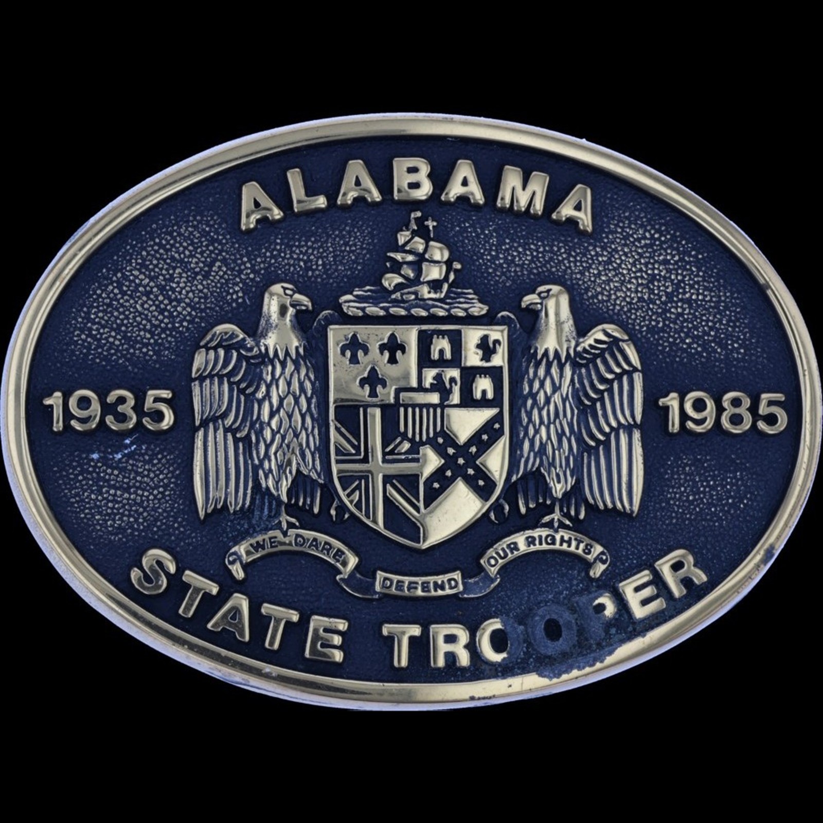 New Brass Alabama State Police Highway Patrol Trooper 1985 Vtg Belt Buckle