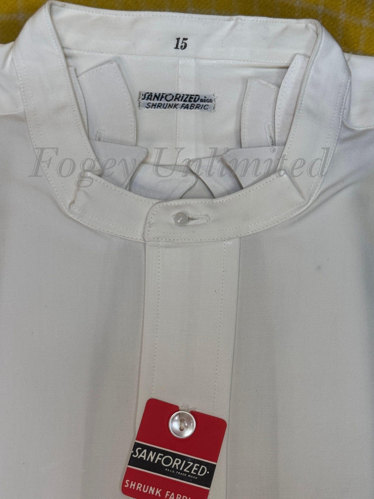 Vintage New in packet Sanforized Collarband Shirt for your Stiff collar 15 1…
