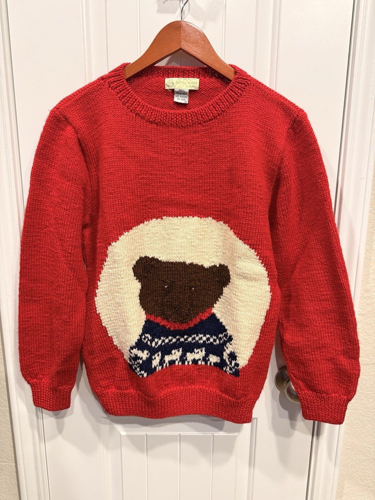 Vintage 100% Virgin Wool Bear Sweater – Made in Uruguay size M