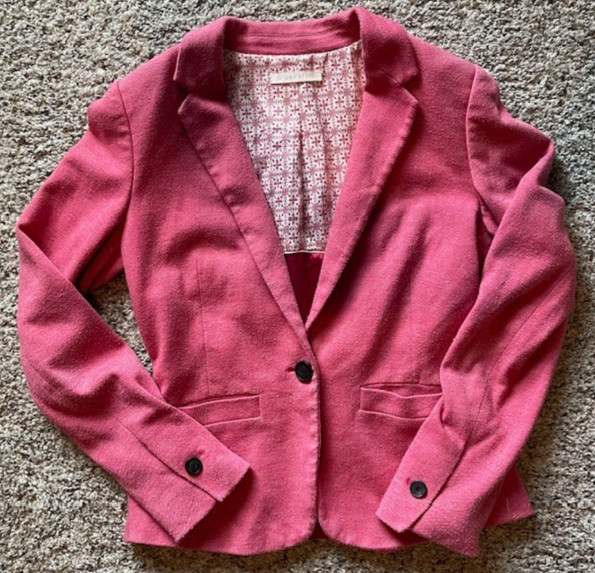 Vintage Esprit size 4 Pink Satin Lined Blazer Preppy Town & Country Y2K