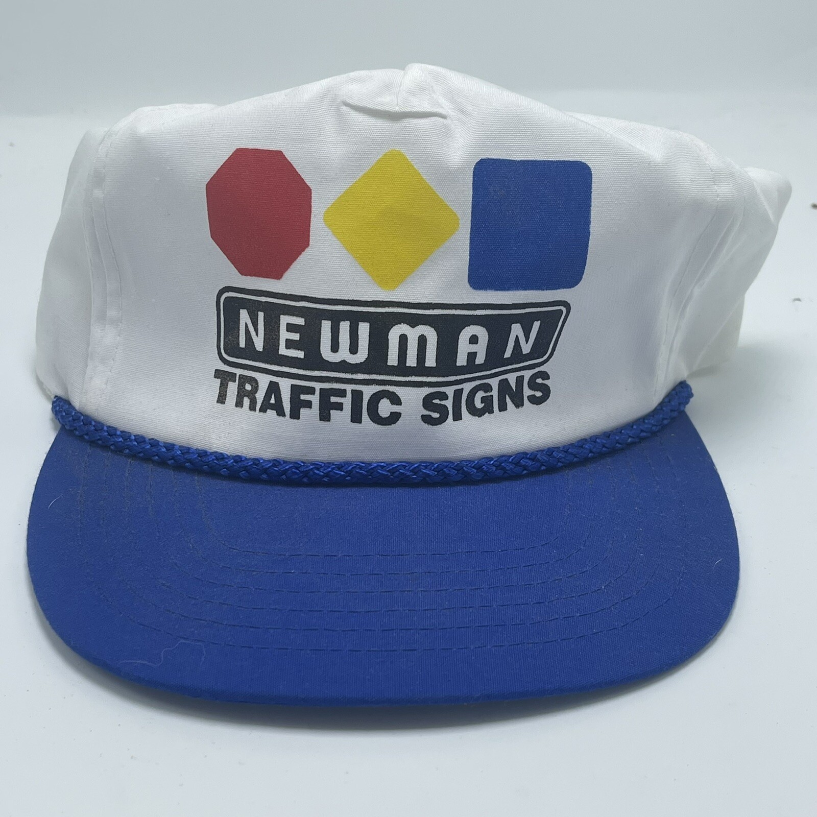 Vintage Newman Traffic Signs White & Blue Strapback Hay