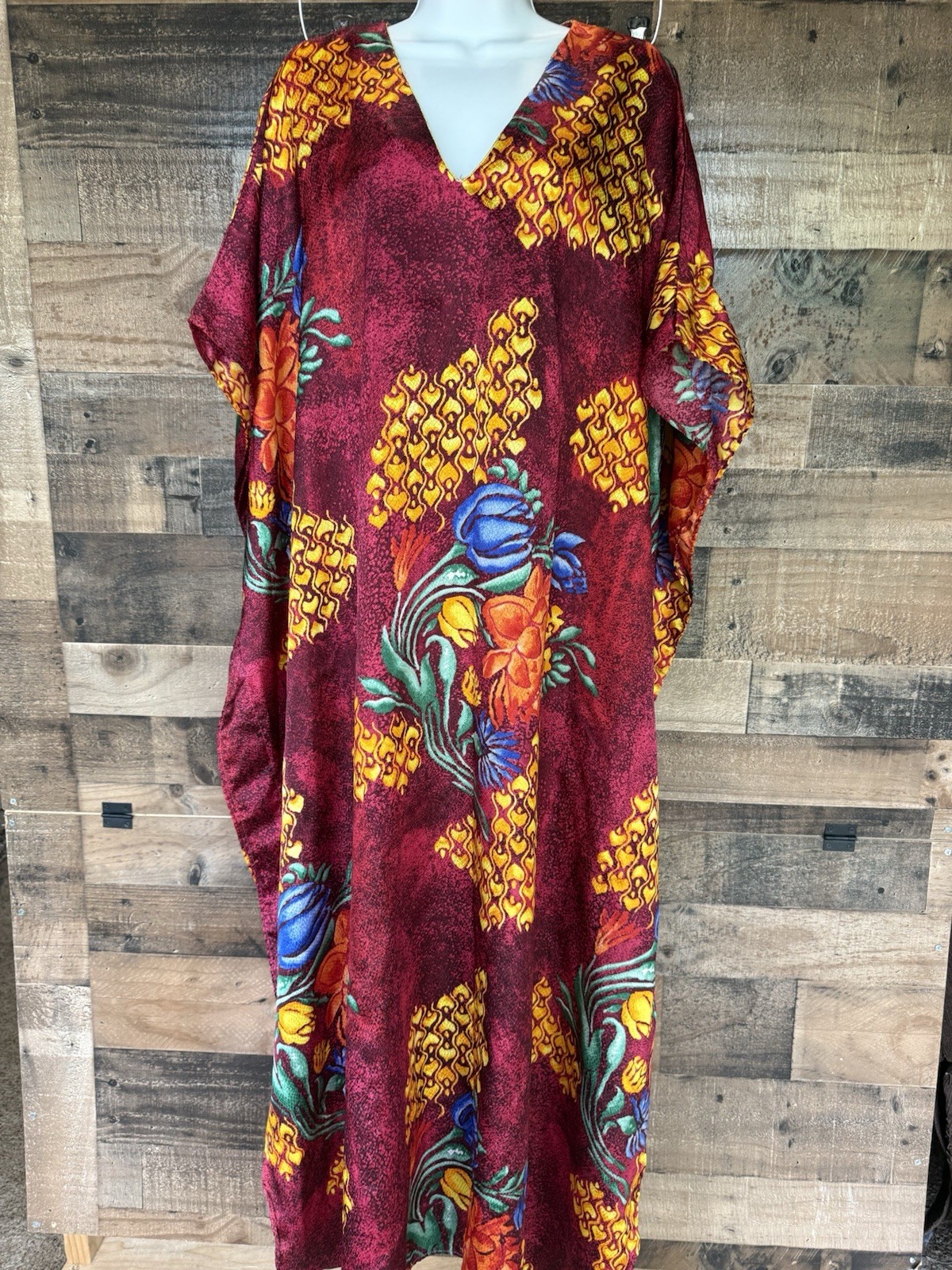 VTG 90 Patricia Leigh Open Sleeve Kaftan O/S muumuu Lounge dress Mrs Roper Read