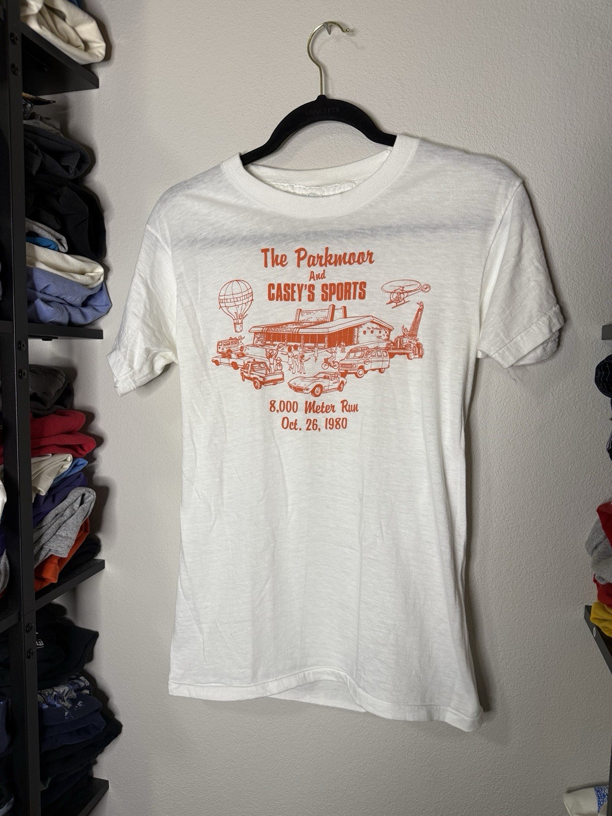 Vintage 80s Parkmour And Casey’s Sports Run 1980 T-Shirt Mens M