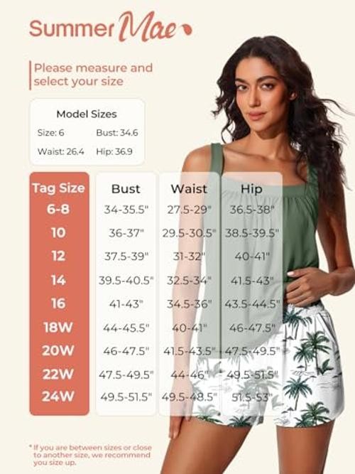 Blouson Womens Tankini Swimsuits 2026 Modest Tummy Control 16 Jungle Leaf