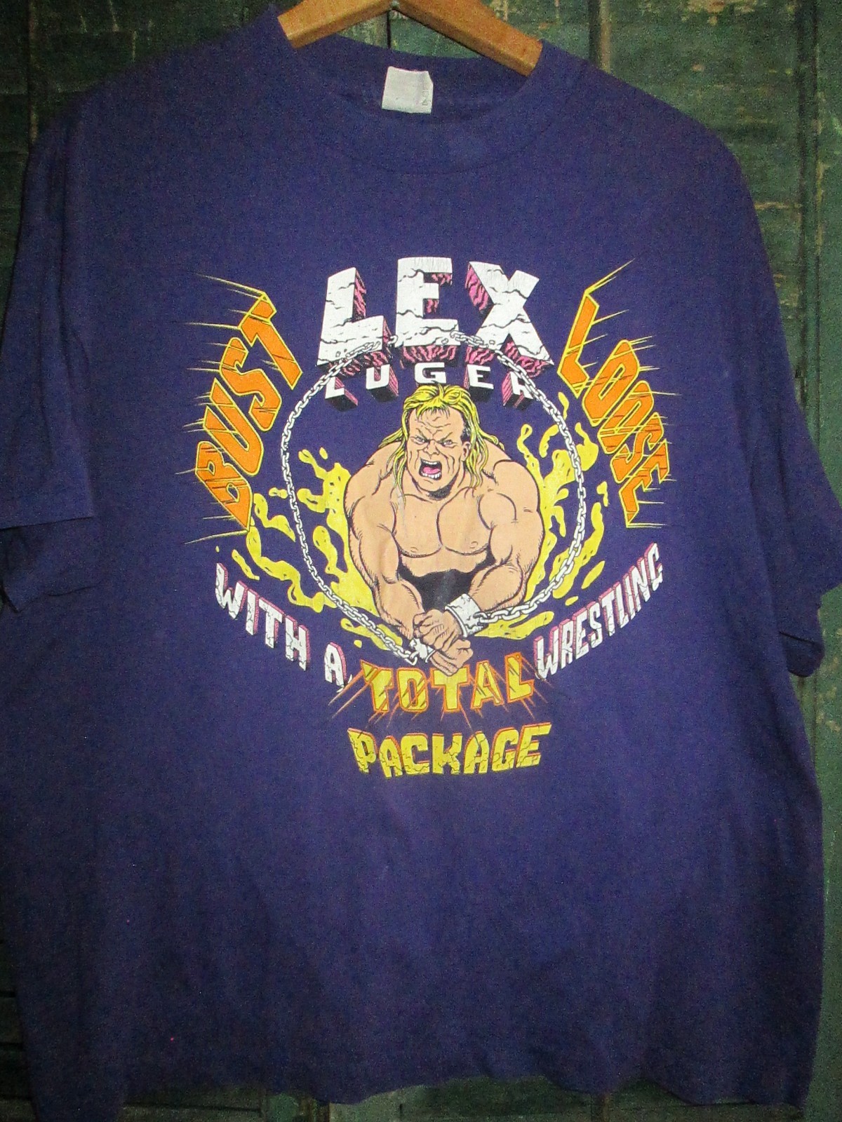 1992 Vtg 90s LEX LUGER Authentic Original WCW Wrestling wwf Bust Loose T Shirt