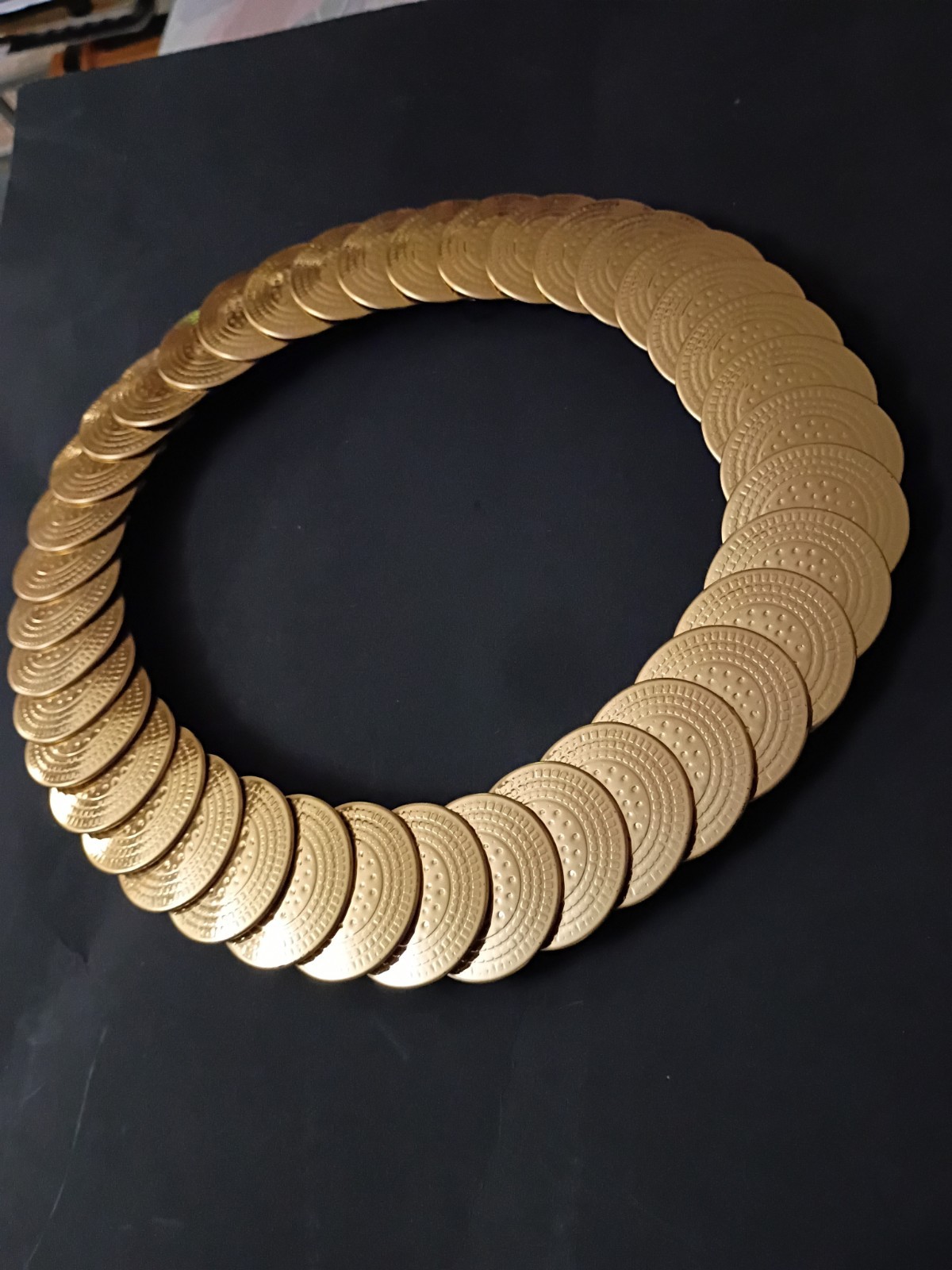 1980s BOHO Gold Tone Metal Medallion Coins Discs Stretch Belt 25in to 30in