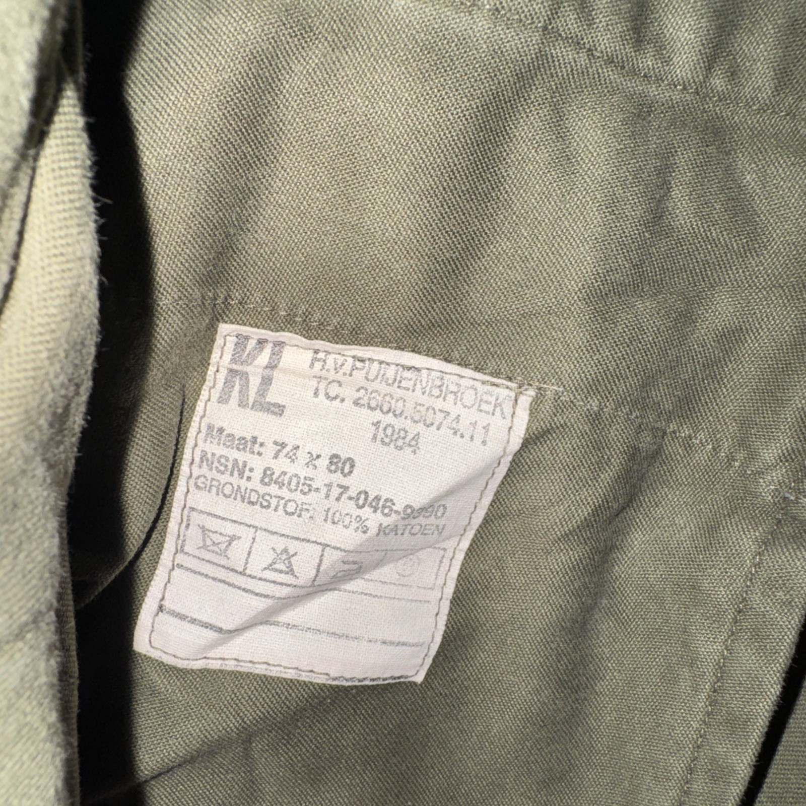 Dutch Military Field Pants Cargo Trousers Olive Green 29×32 Surplus 1984