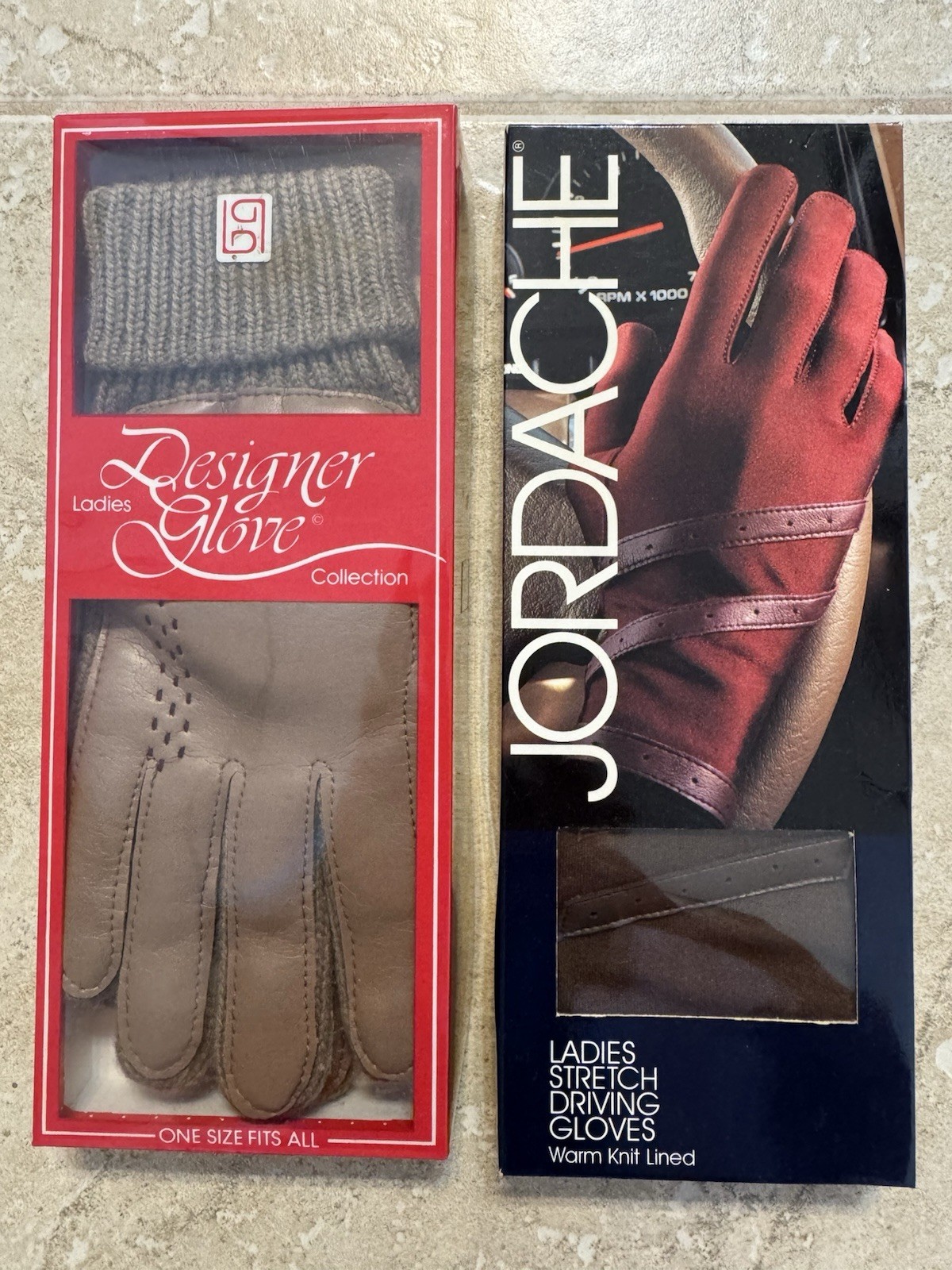 NEW Vintage Ladies JORDACHE & Designer Stretch Driving Gloves Brown-Tan One Size