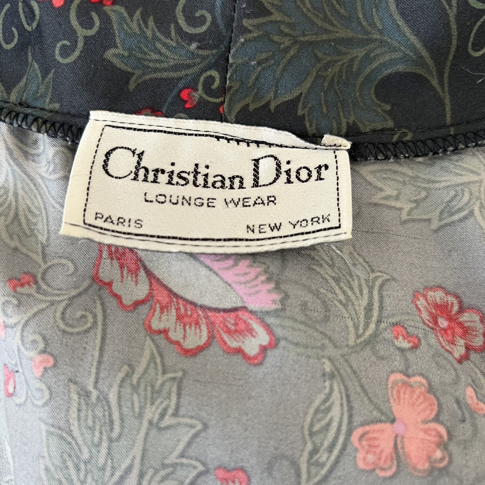 Vintage CHRISTIAN DIOR Womens Size Small Medium Belted Lounge Robe Floral