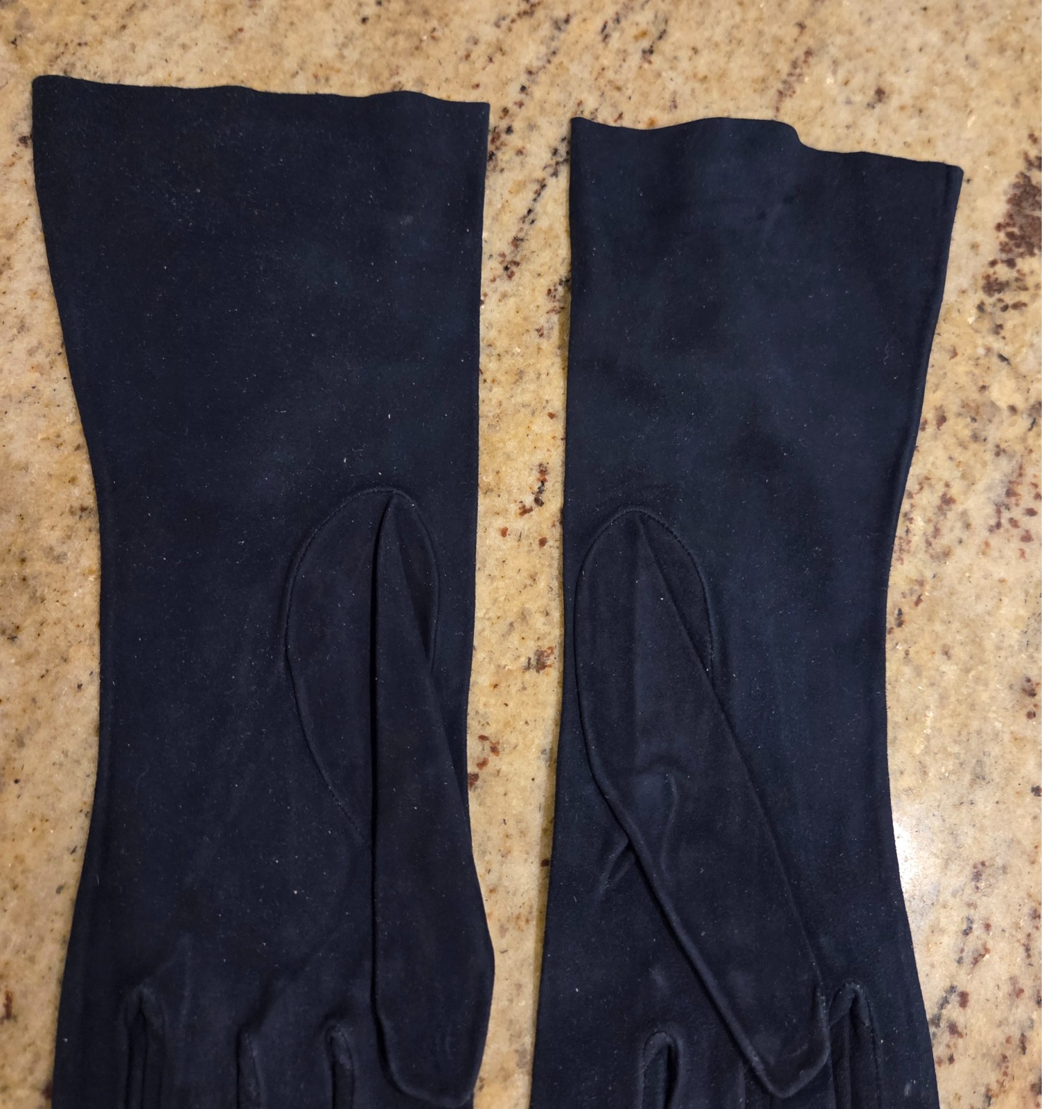 Vintage Womens Size M 7 Blue Suede Leather Formal 11″ Long Gloves