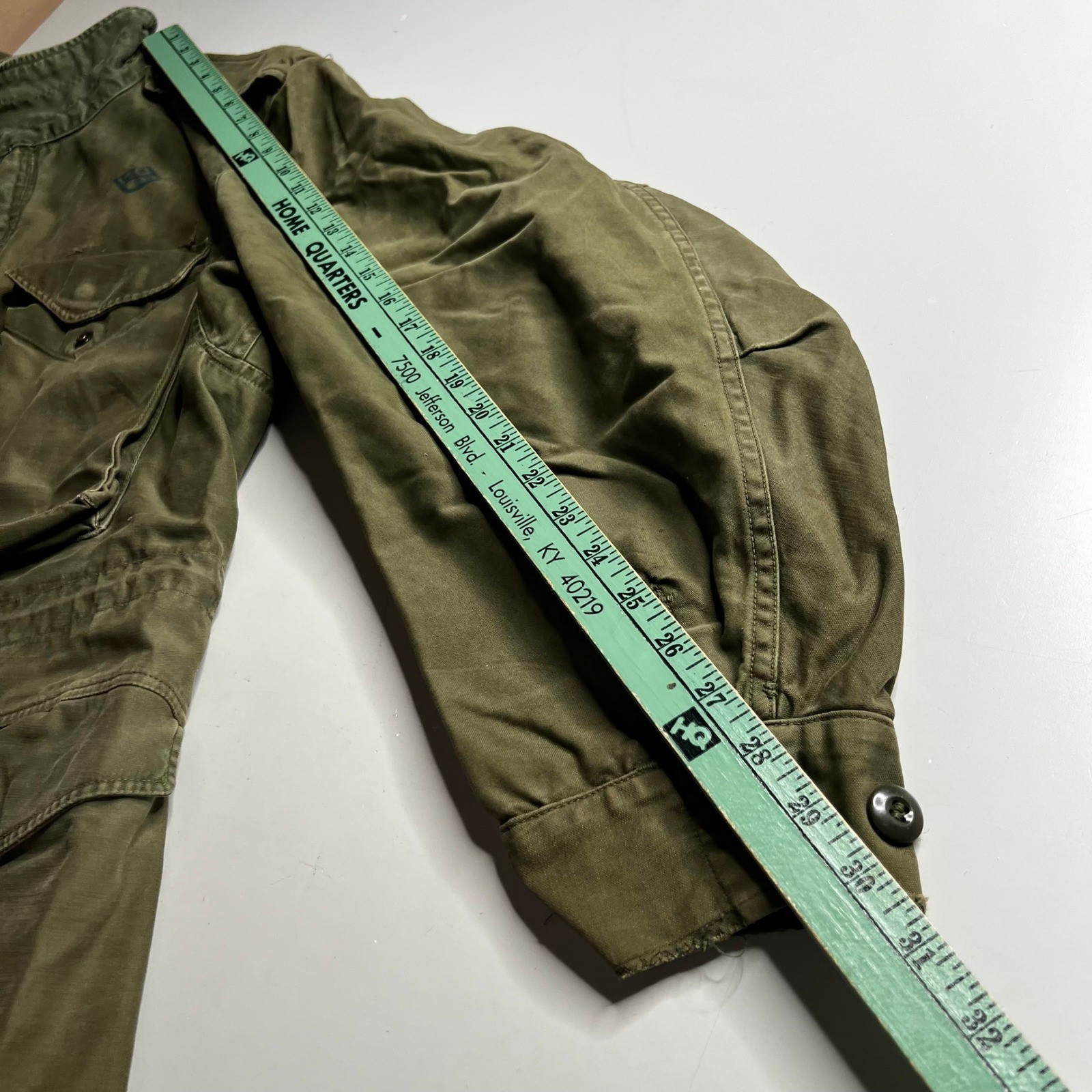 Vintage M-65 Field Jacket Military Olive Drab Green Coat Brass Ideal Zip 1970s