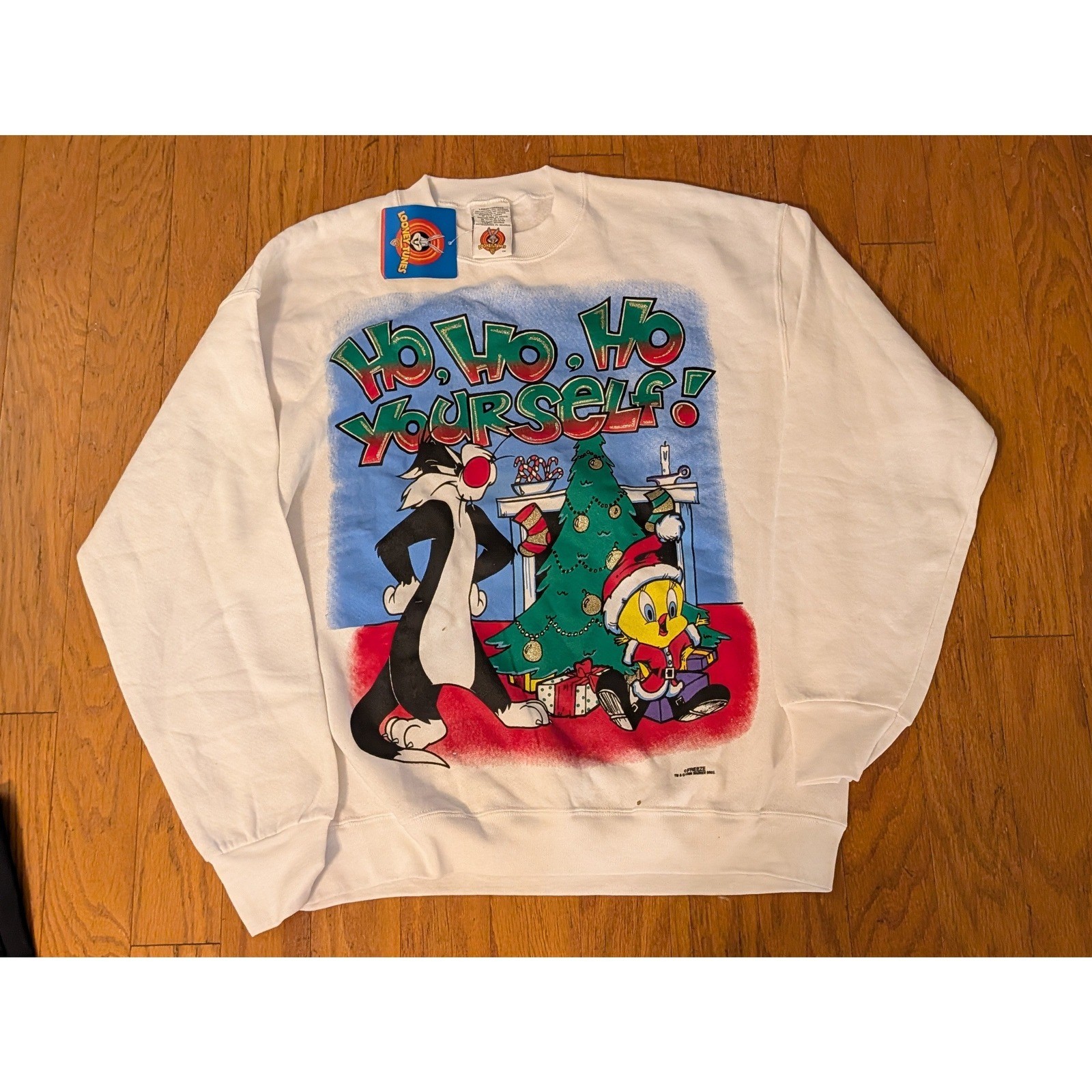 1997 Looney Tunes Christmas Ho Ho Ho Yourself Sweatshirt Sylvester Tweety L NWT