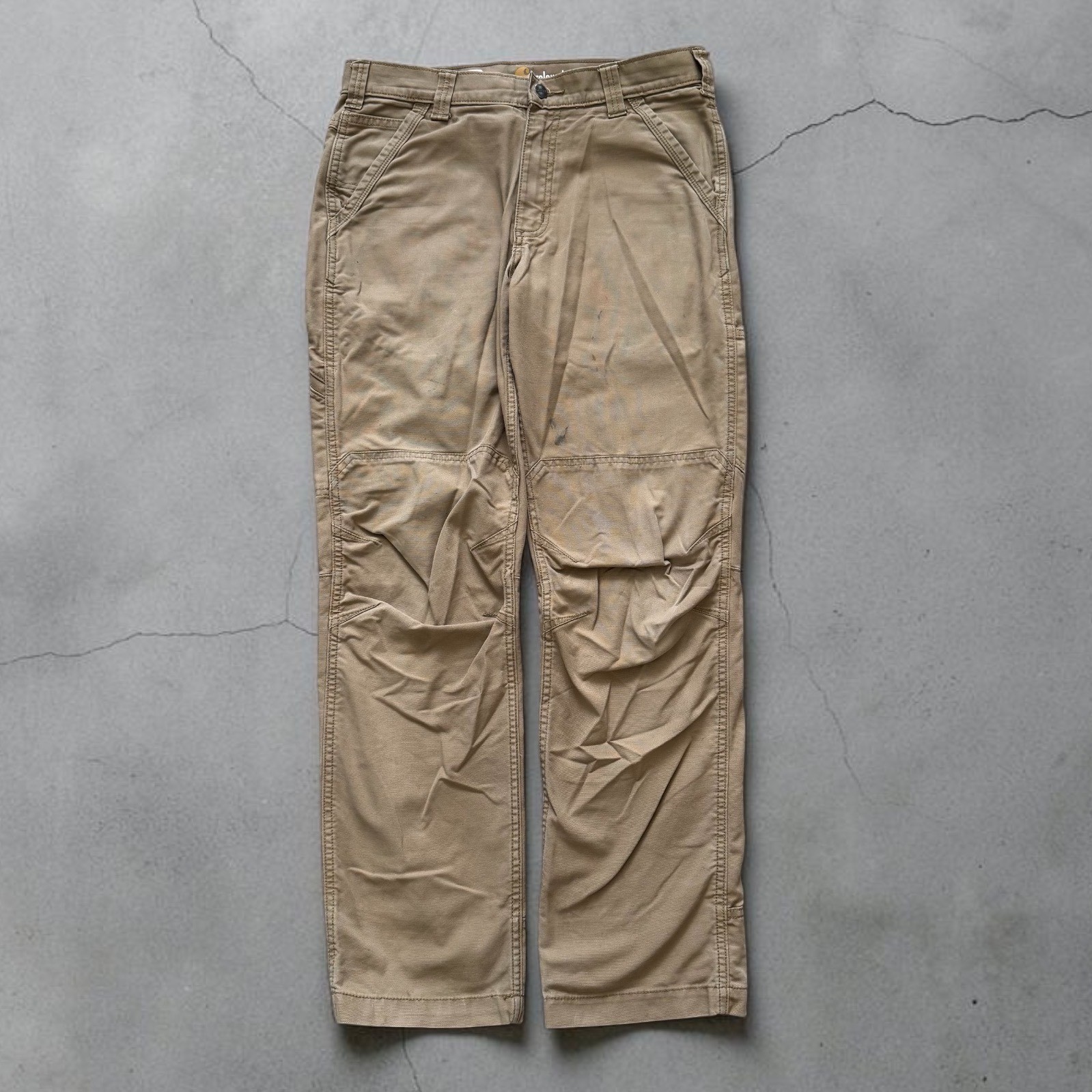 VINTAGE CARHARTT FULL SWING RELAXED FIT CARGO CARPENTER GRAY WORK PANTS / 33X31