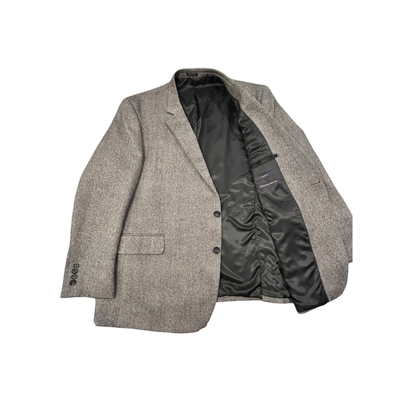 Stafford Merino Wool Gray Black White Men’s 2-Button Sport Coat 50R Classic Fit