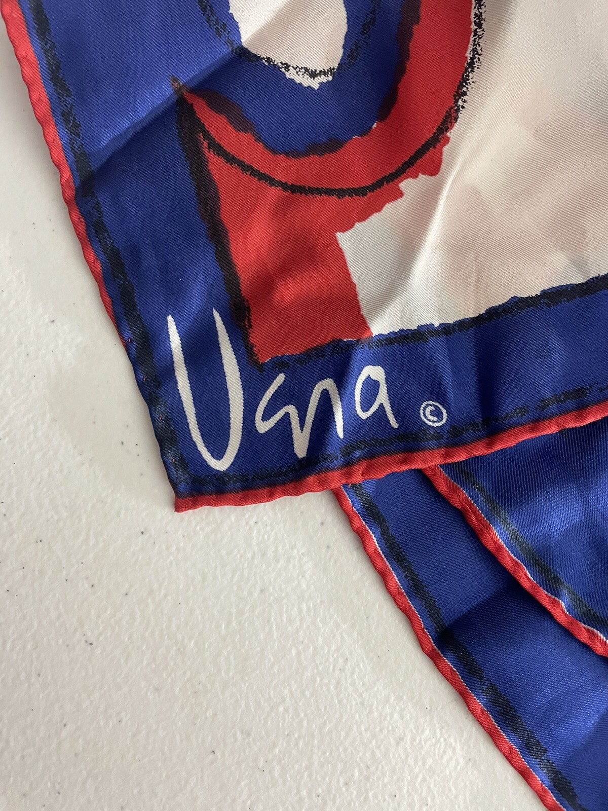 Vintage Vera Neumann Scarf Red Blue Abstract Circles Fashion Mid Century Modern