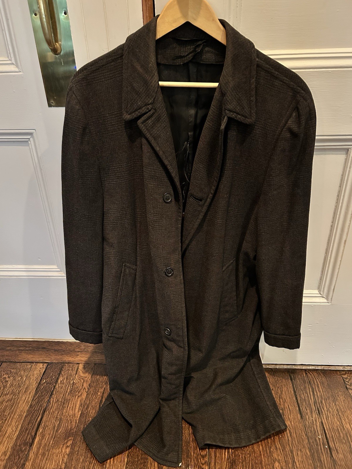 Lanark Providence RI Vintage Winter Coat Merlano All Wool L Goth Overcoat COOL!!