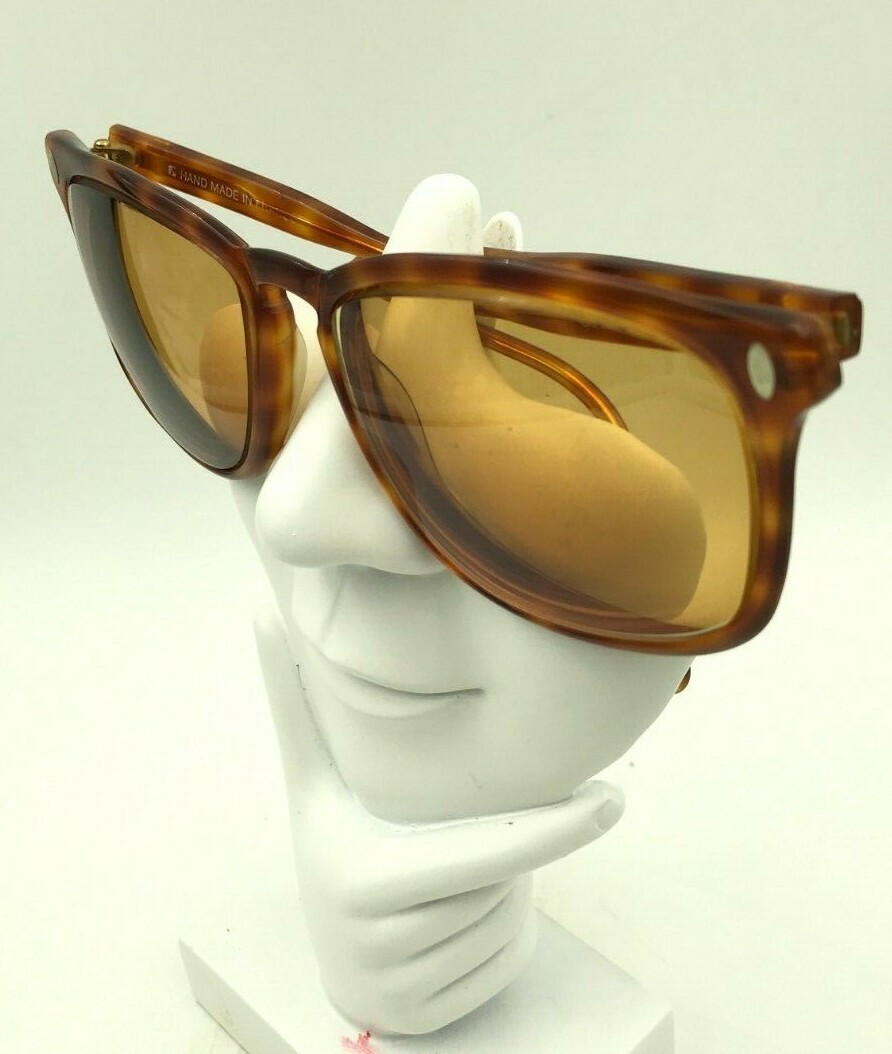 Vintage Charles Jourdan Brown Oval Horn-Rimmed Sunglasses FRAMES ONLY