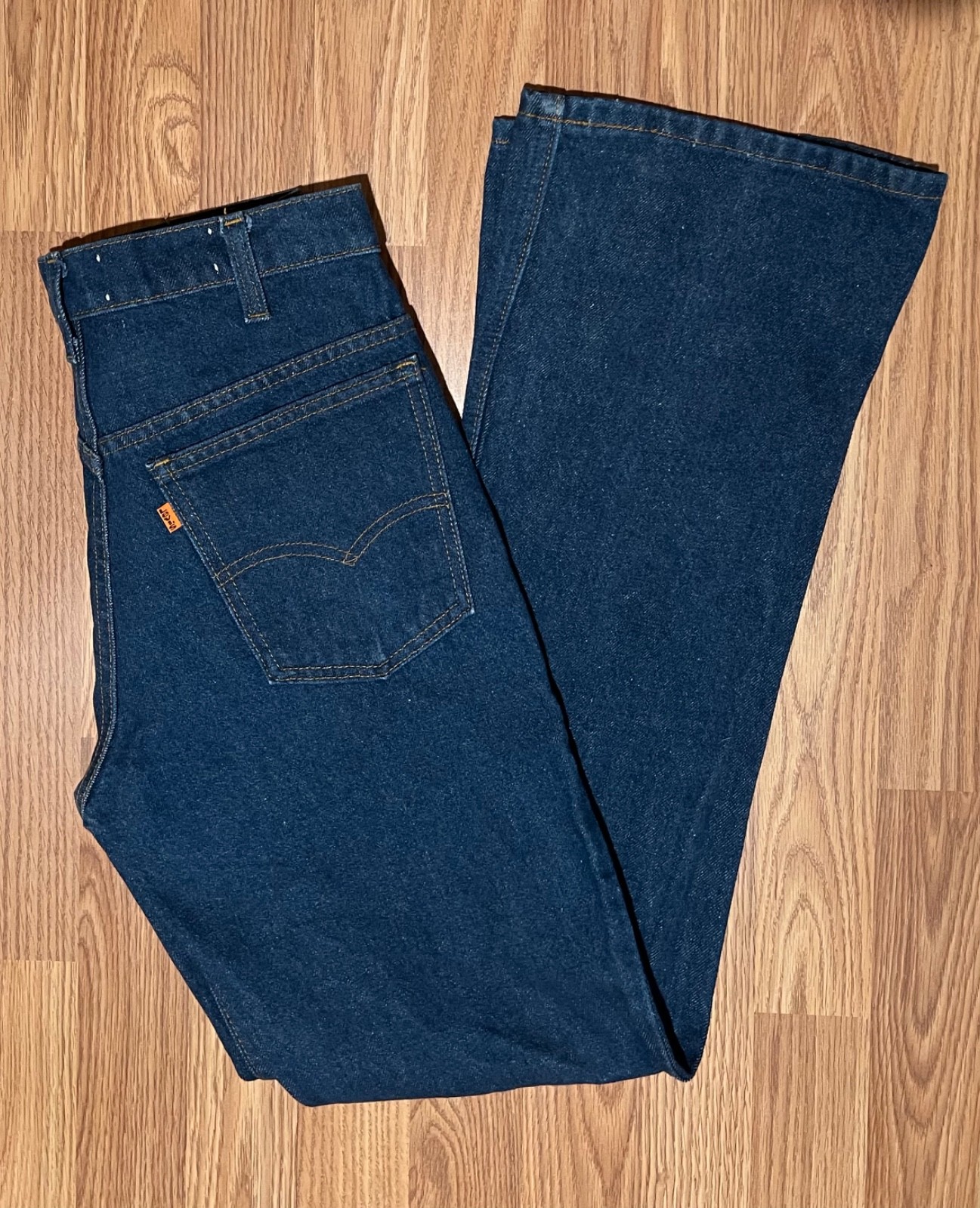 Vtg 1970s Levis 646 Dark Denim Jeans 29 33 Orange Tab Bell Bottom Flare Bootcut
