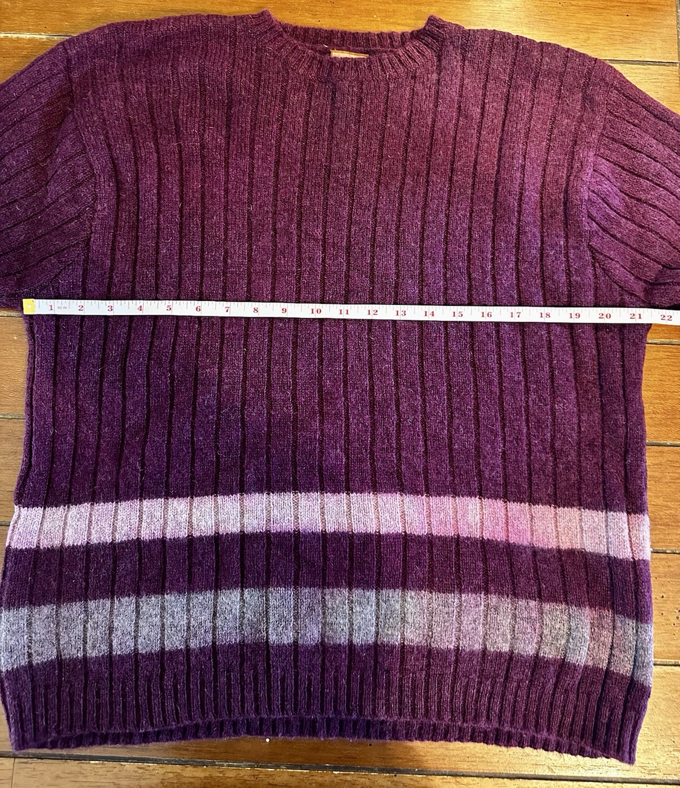 Fargo 100% Shetland Wool Sweater Women’s L Plum Ribbed Made In Europe VTG