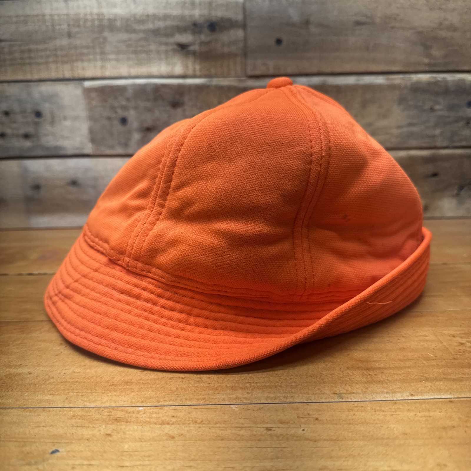 VTG 80s Duck Bay Orange Blaze Medium Fluorescent Foam Earflap Hunting Hat Cap