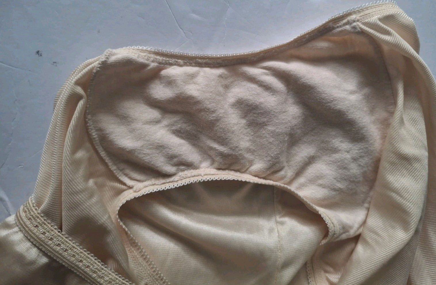 Vintage Cotillion Granny Panty Full Brief Sz 4 Tan High Waist Embroiderd Pin Up