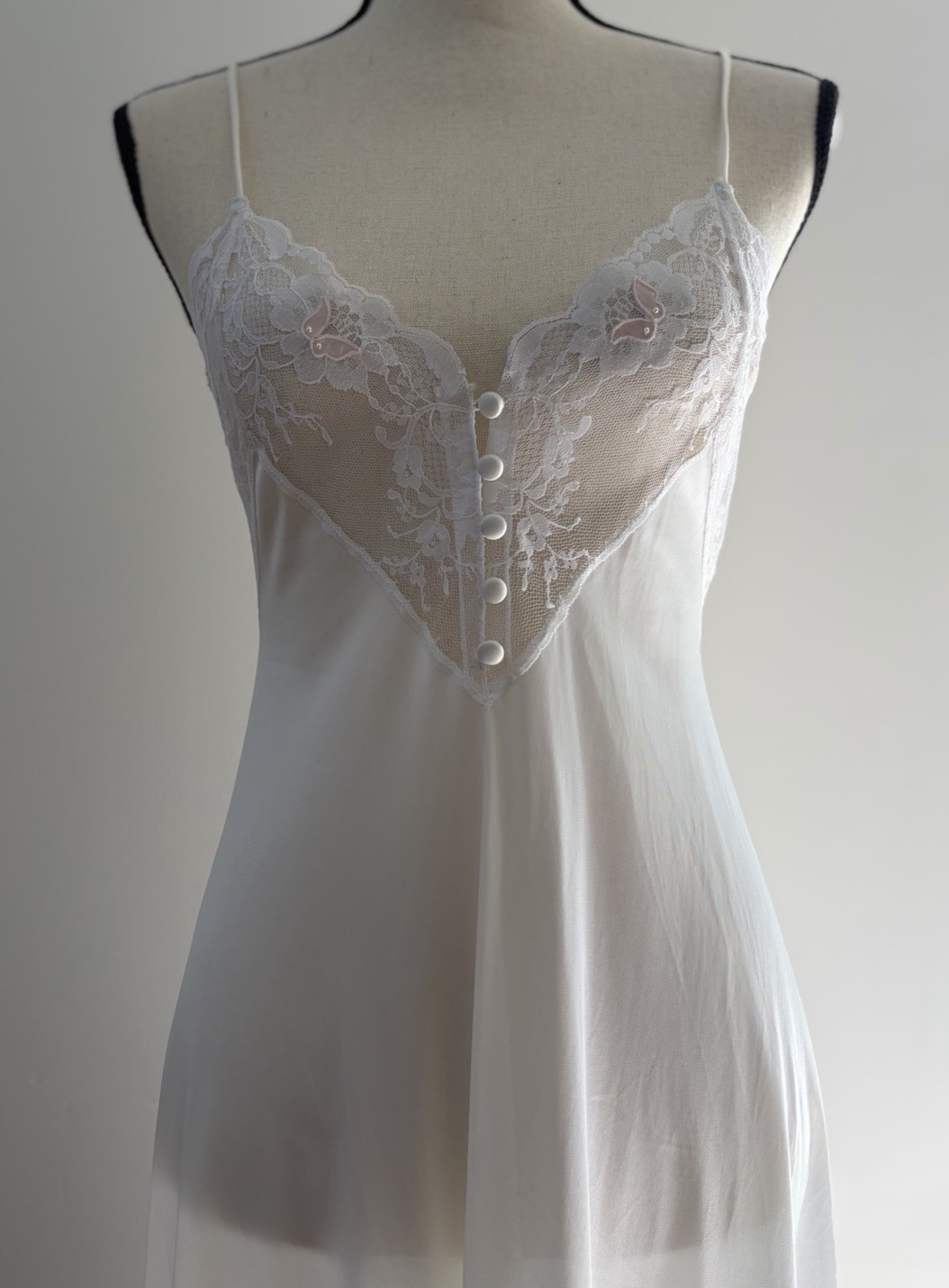VTG 70s Barbizon White Lace Maxi Nightgown Slip S Fairy Whimsi Feminine Bridal