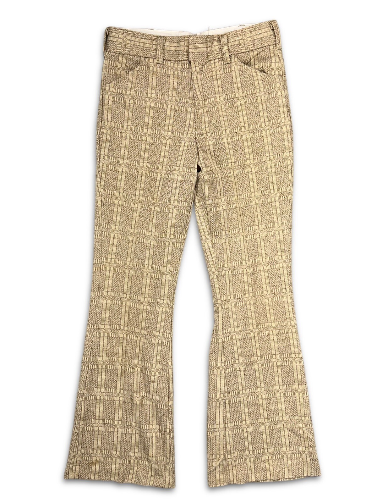 Vtg 60’s 70’s Sears Put On Shop Sz 28 Bell Bottom Disco Pant Plaid