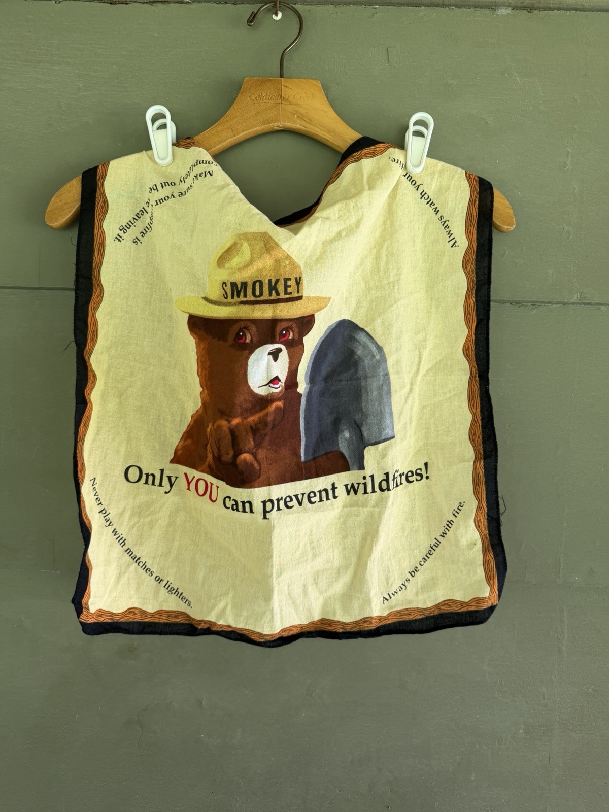 Vintage SMOKEY The BEAR Cotton BANDANA Forest Ranger Preppy Woodsy