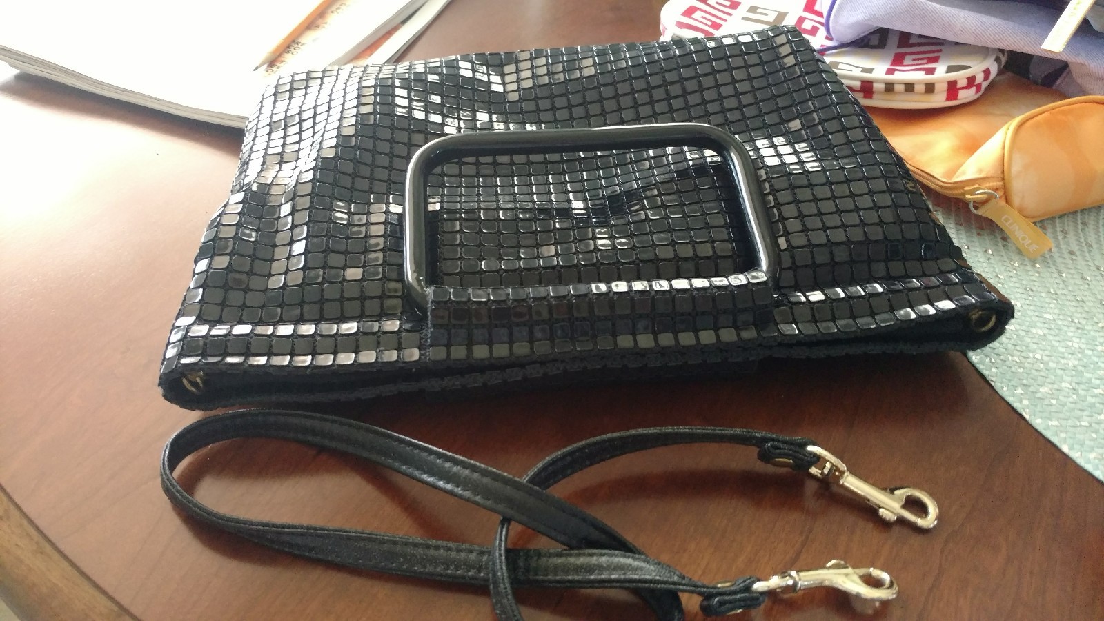 Vintage 1959’s Lumured Purse, Black color, Detachable Strap Excellent