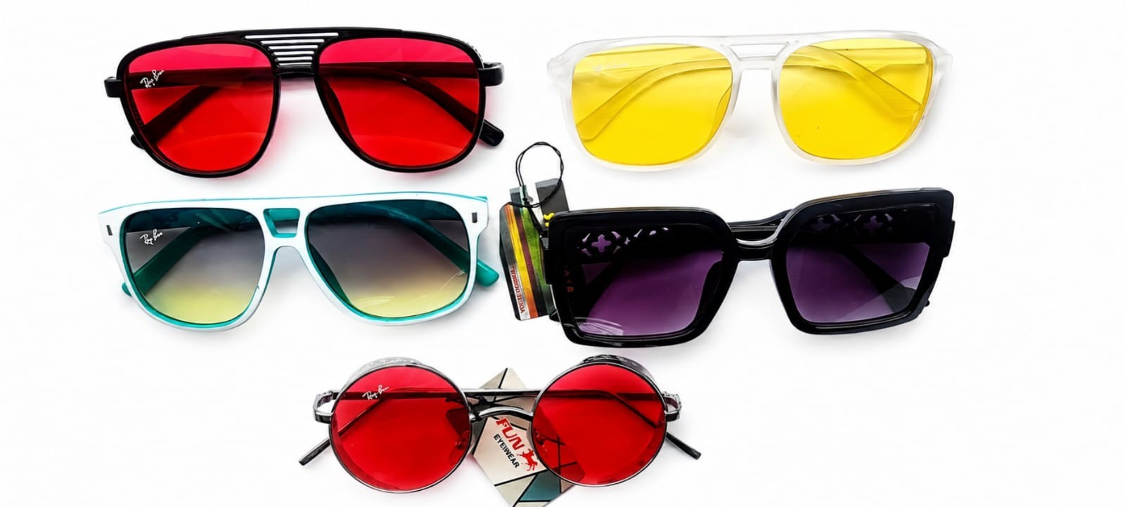 Vintage Style Mixed Lot Colored Lens Fashion Sunglasses – 5 Pairs original image