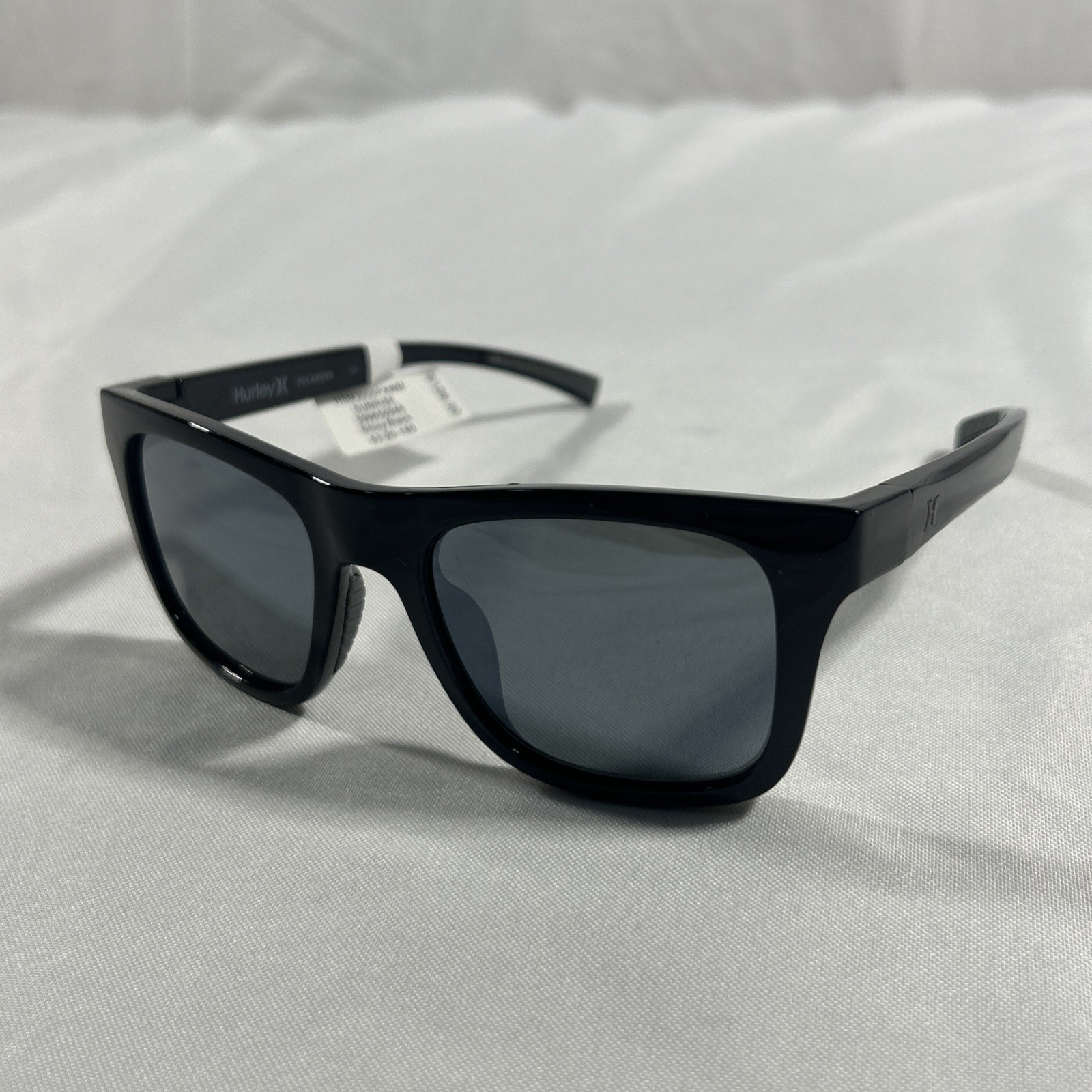 Hurley Mens Polarized Sunglasses Shiny Black Sunrise HSM3000PXWM 53-20-140 NEW
