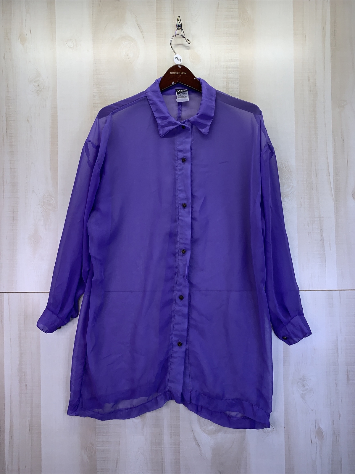 Vintage 1990s Knapp Studios Sheer Shirt Dress Womens Small USA Made-8655