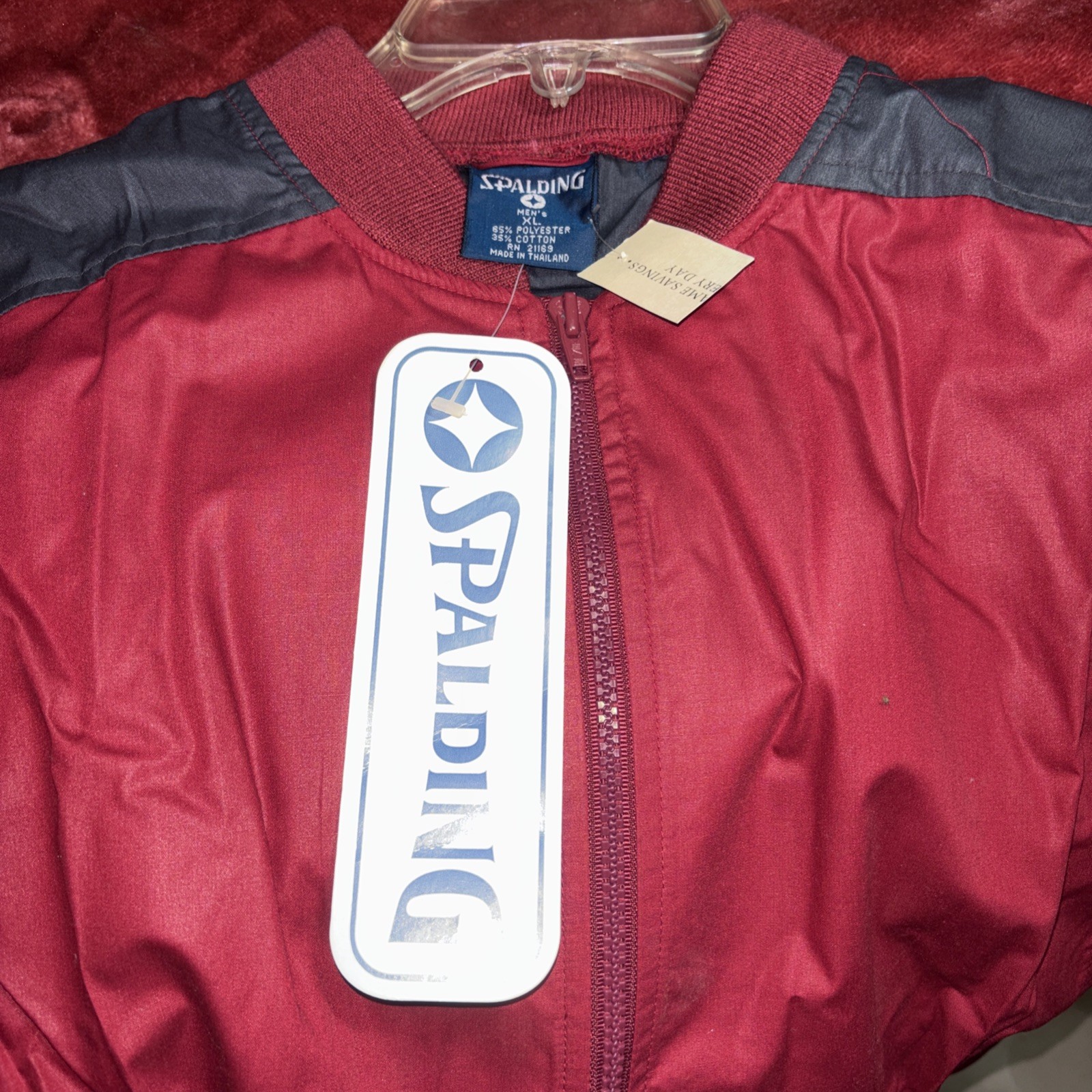 Vintage 1990s Spalding Men’s COLOR BLOCK Jacket Navy Red Maroon XL NEW with Tags