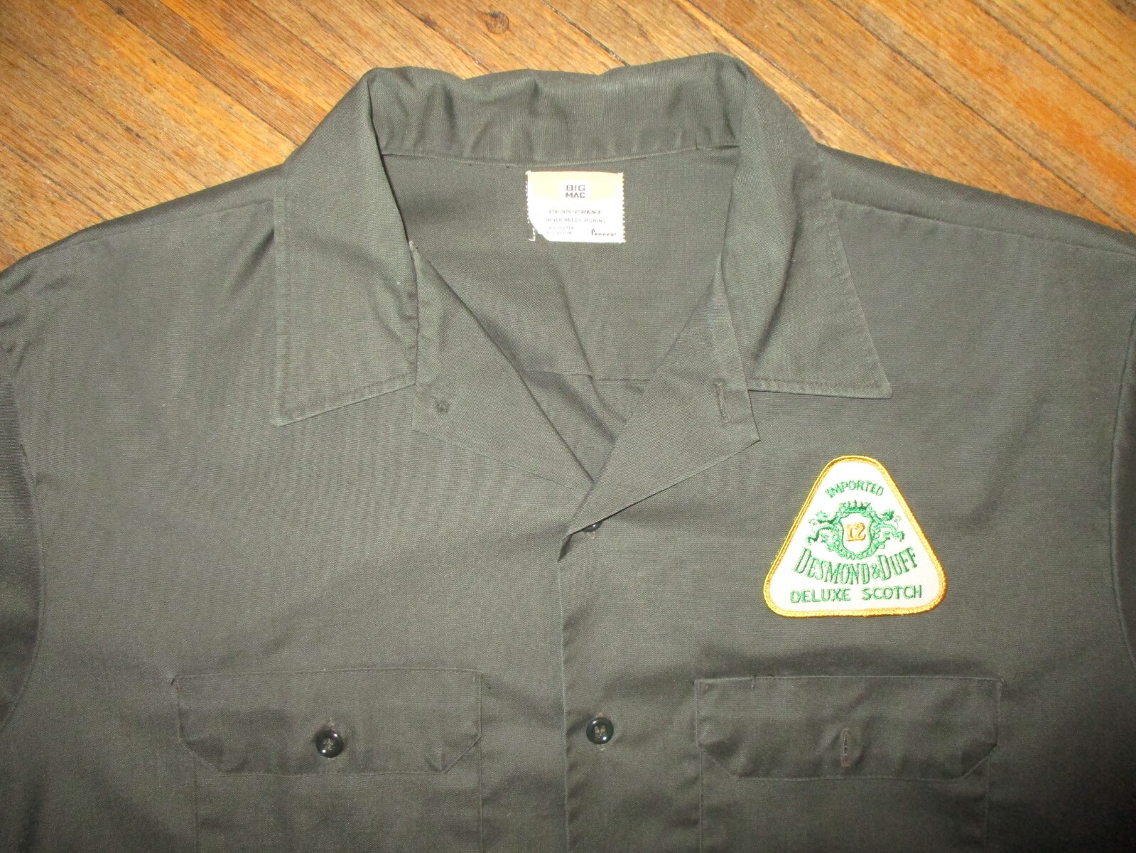 rare vtg DESMOND & DUFF SCOTCH WORK SHIRT Whiskey Patch Uniform Truck Driver XL