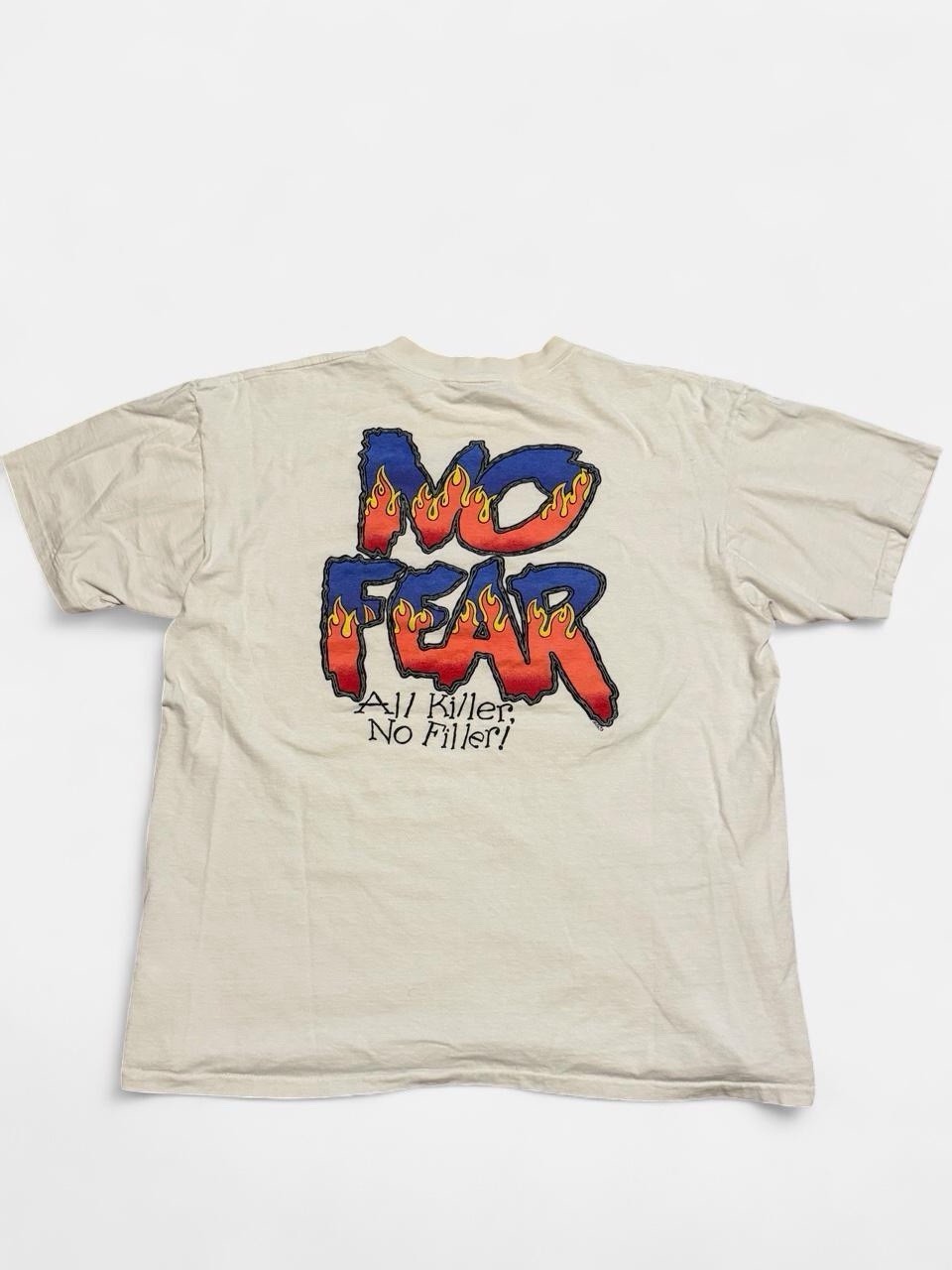 VINTAGE 1993 No Fear All Killer No Filler White Single Stitch t-shirt XL