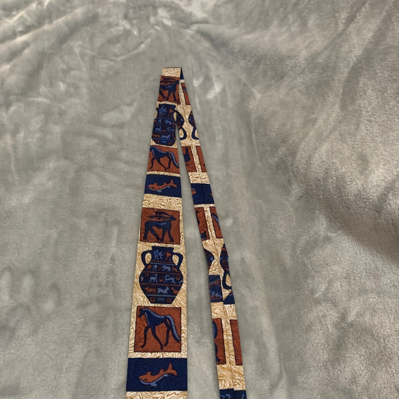 Vintage Rooster Batik Tie Jacob Reed’s Sons Hand Printed Ancient Pottery Animals