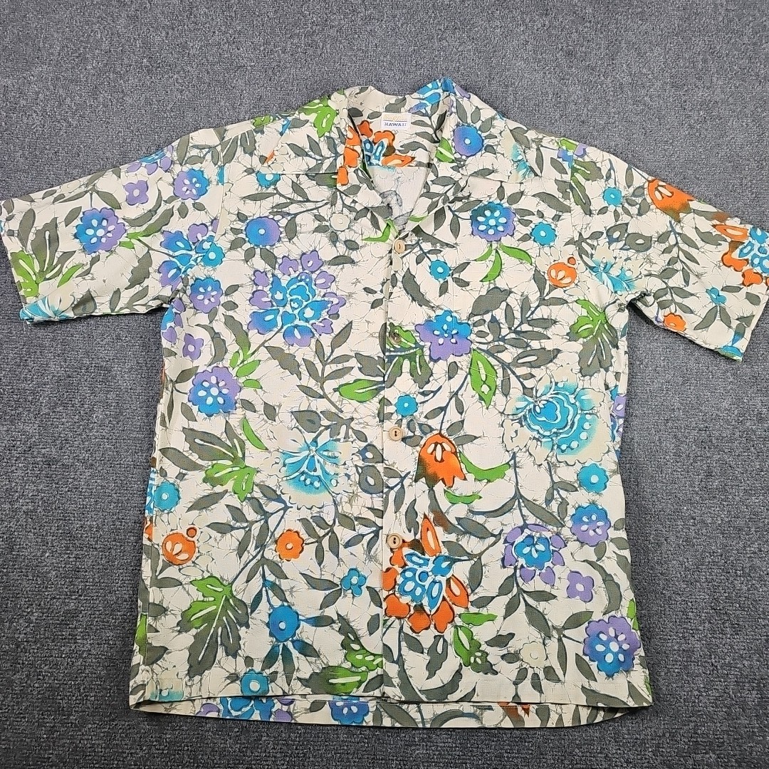 Vtg Surf Line Hawaiian Broadcloth Floral Bright Shirt Loop Camp EUC Read
