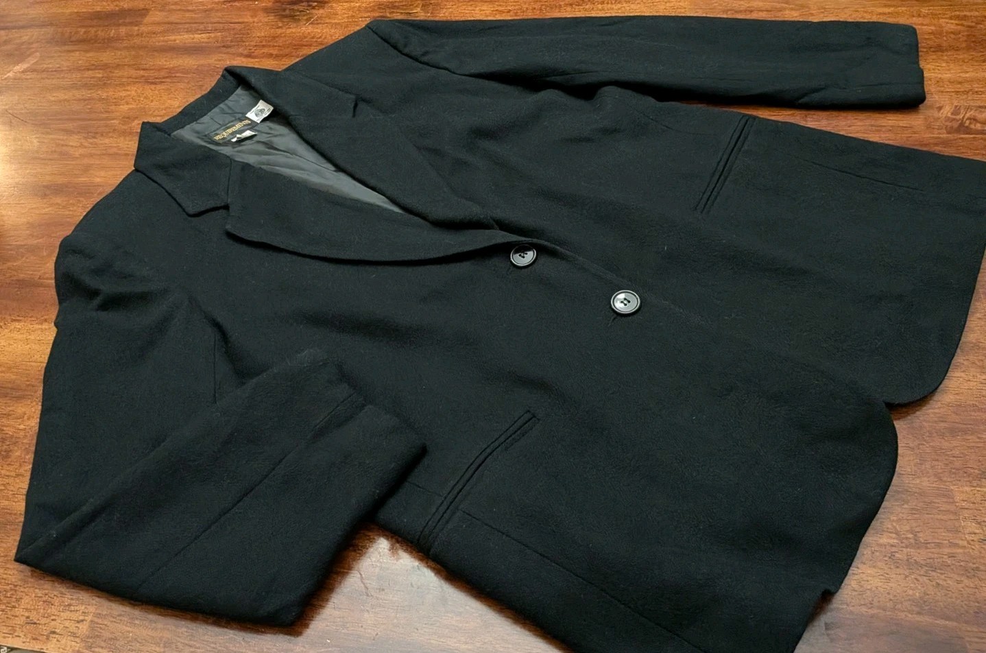 VTG REQUIREMENTS Brand Size 16 Black 100% Wool Blazer Ladies 80s Secretary Chic