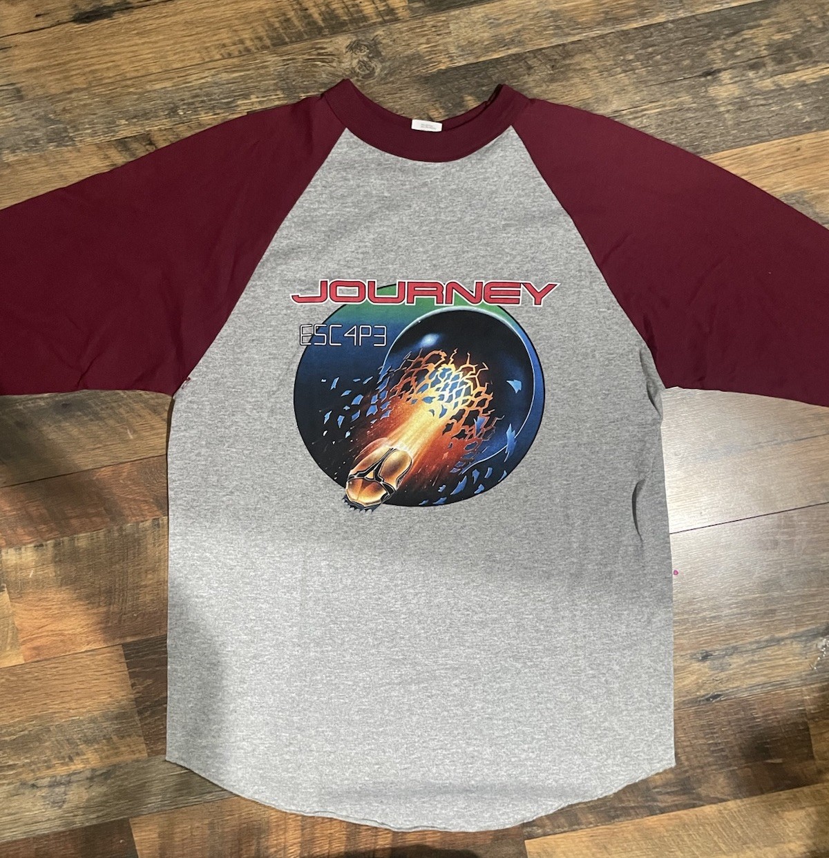 Vintage Journey 2005 Escape E5C4P3 Tour Shirt Size Large Rock Band Augusta 3/4