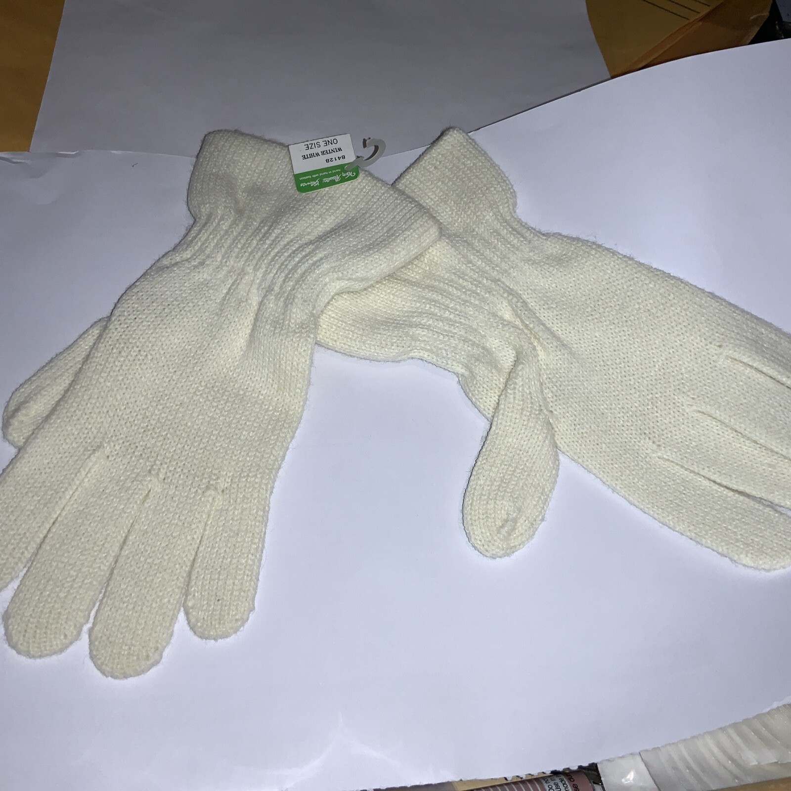 Vintage Van Raalte Knit Gloves Winter White Women’s 9″ Long – ONE SIZE Fits All