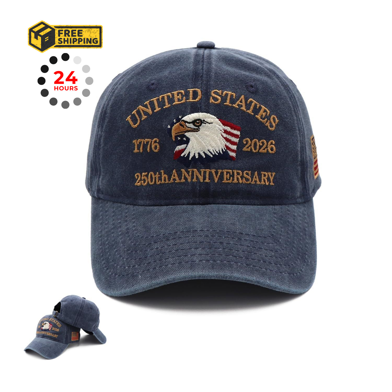 250 Anniversary USA Hat – United States 250th Medium-Large, Blue