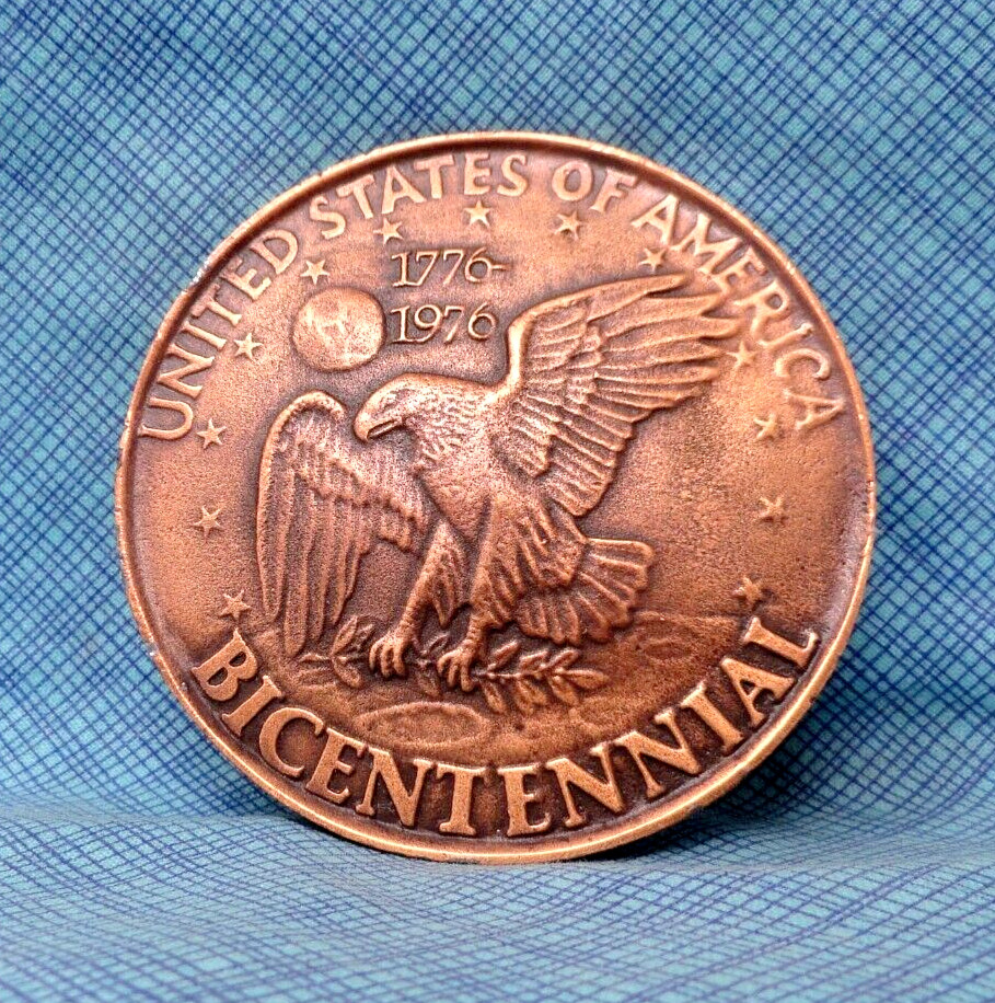 US Bicentennial Dollar Belt Buckle Novelty Vtg 1976 Indiana Metal Craft .SHY840
