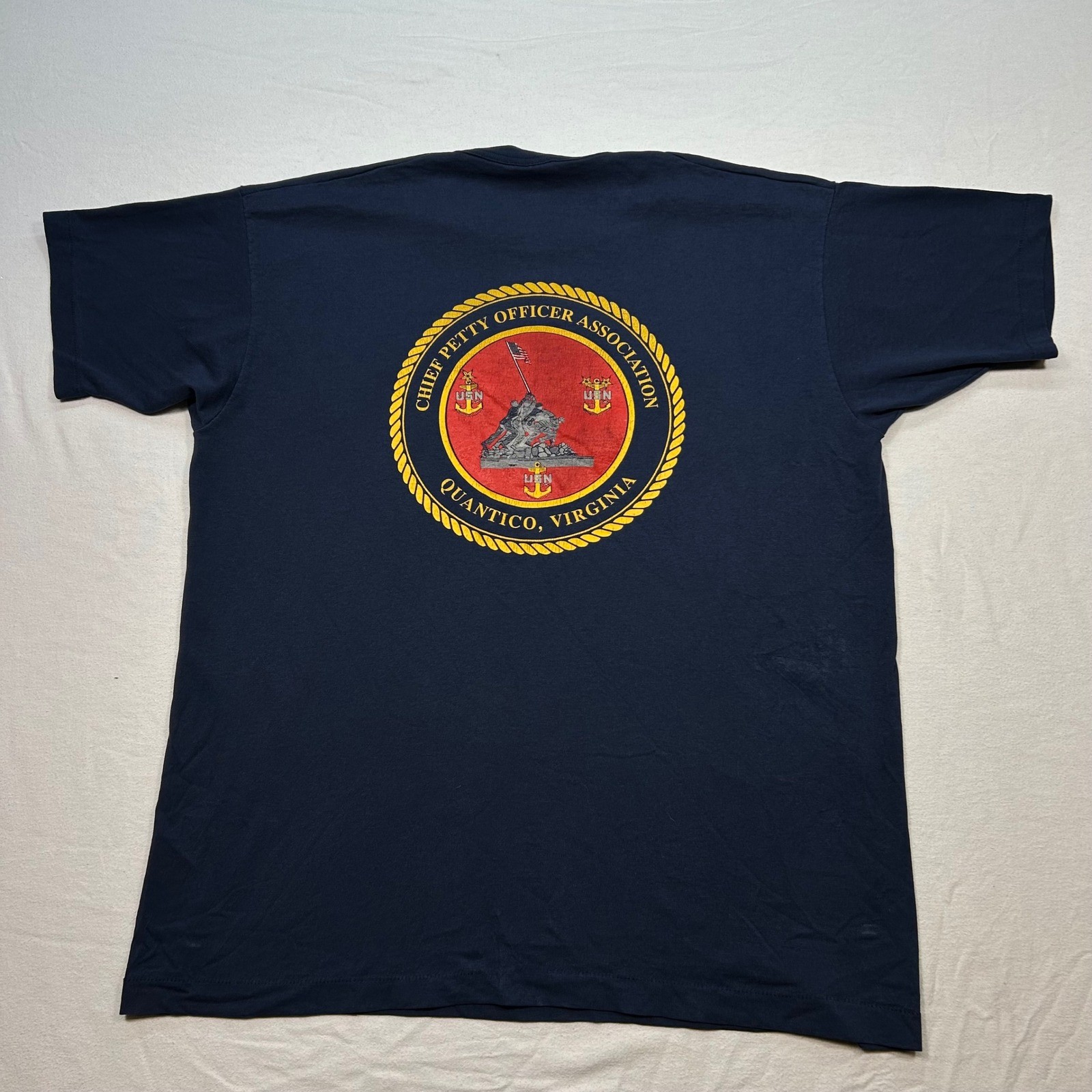Navy US Navy Chief Quantico T Shirt XL Mens Distressed Vintage Ripped