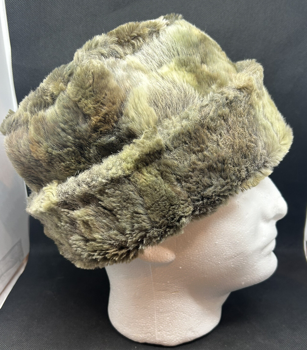 Polar Mitts Greenish Faux Fur Vintage Hat Made in USA Warm Medium